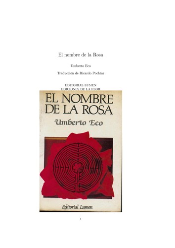 El nombre de la rosa (Spanish language, 1985, Lumen)