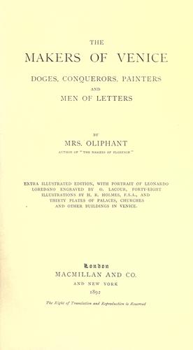 The makers of Venice (1892, Macmillan)