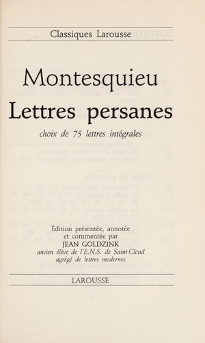 Lettres persanes (French language, 1990, Larousse)