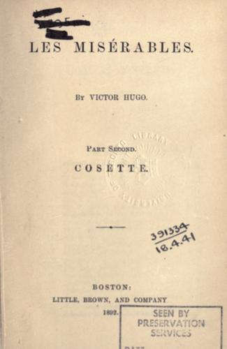 Les misérables. (French language, 1892, Little, Brown)