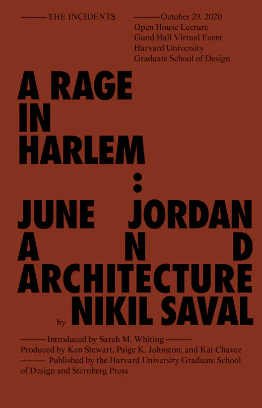 Rage in Harlem (2022, Sternberg Press)