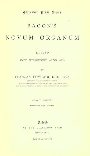 Bacon's Novum organum (1889, The Clarendon press)