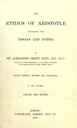 The ethics of Aristotle (1866, Longmans, Green and Co.)
