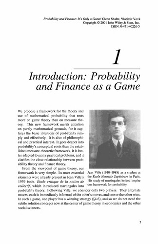Probability and finance (2001, J. Wiley & Sons)