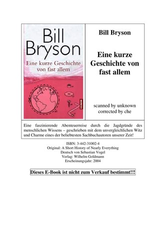 Eine kurze Geschichte von fast allem (German language, 2009, Goldmann Verlag)