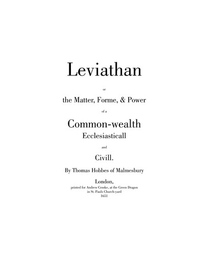 Leviathan, or, The matter, forme and power of a commonwealth ecclesiasticall and civil (1997, Simon & Schuster)