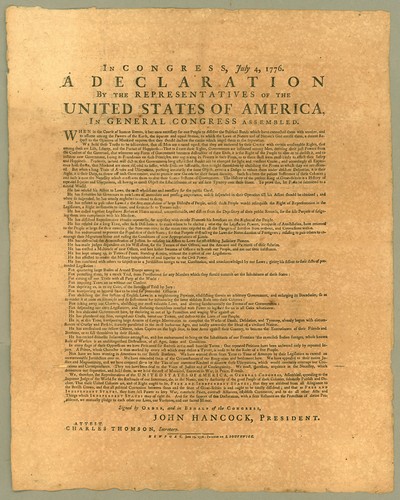 In Congress, July 4, 1776. A declaration by the representatives of the United States of America, in general Congress assembled. (1776, June [i.e., July] 13, 1776: Printed by S. Southwick.)