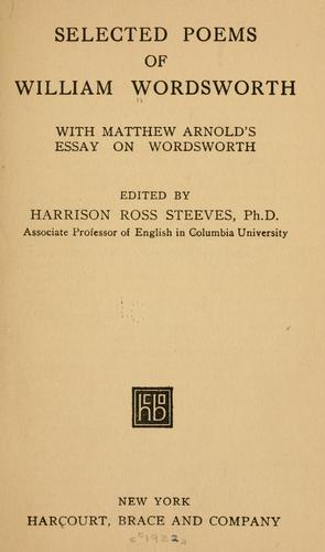Selected poems of William Wordsworth (1922, Harcourt, Brace and company)