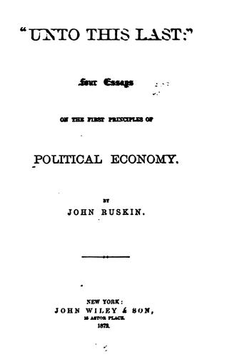 "Unto this last" (1967, University of Nebraska Press)