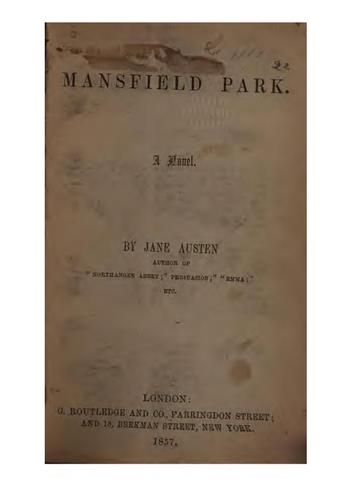 Mansfield Park: A Novel (1857, Derby & Jackson)