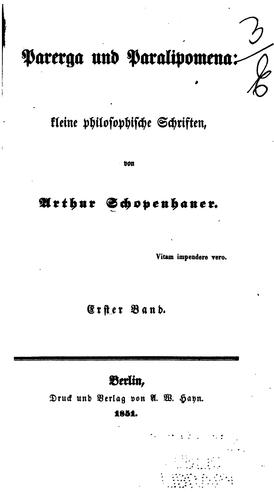 Parerga und Paralipomena (German language, 1988, Haffmans Verlag)
