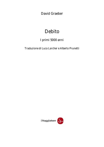 Debito (Italian language, 2012, Il saggiatore)