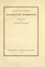 Gesänge und Inschriften (German language, 1921, Kurt Wolff Verlag)