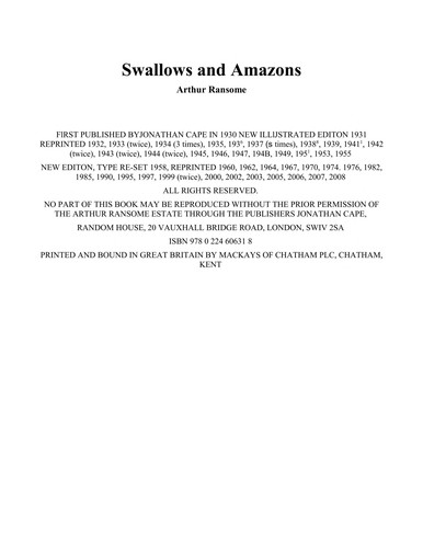 Swallows & Amazons (1958, J. Cape)