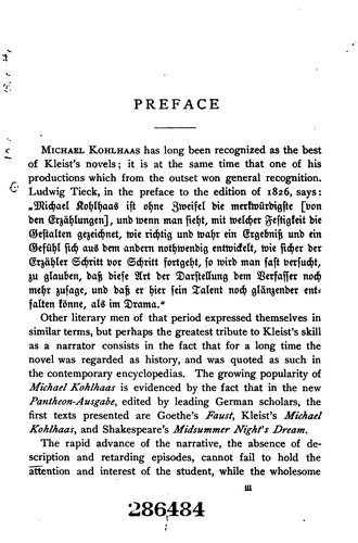 Michael Kohlhaas (German language, 1902, H. Holt)