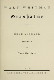 Grashalme (German language, 1919, S. Fischer)