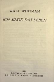 Ich singe das Leben (1921, E.P. Tal)