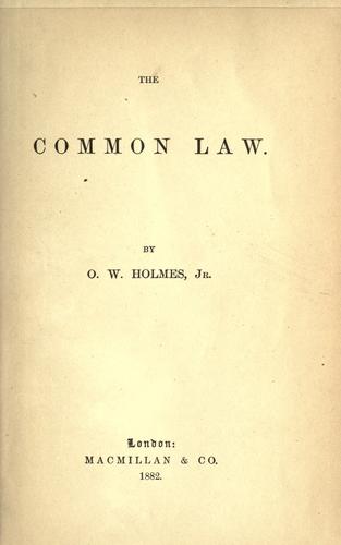 The common law (1882, Macmillan)
