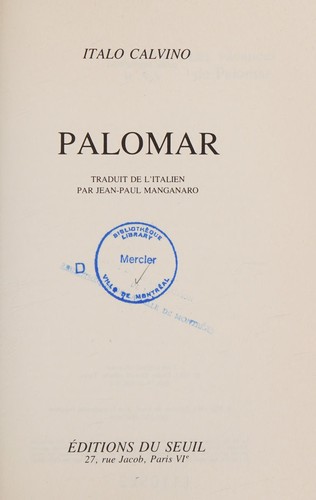 Palomar (French language, 1985, Seuil)