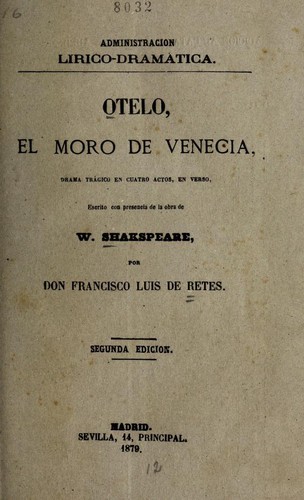 Otelo (Spanish language, 1879, Jose Rodríguez)