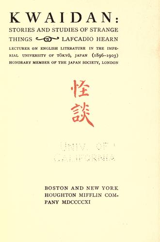Kwaidan (1904, Houghton, Mifflin and Company)