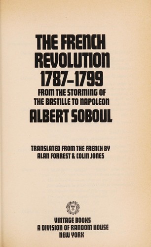 The French Revolution, 1787-1799 (1975, Vintage Books)