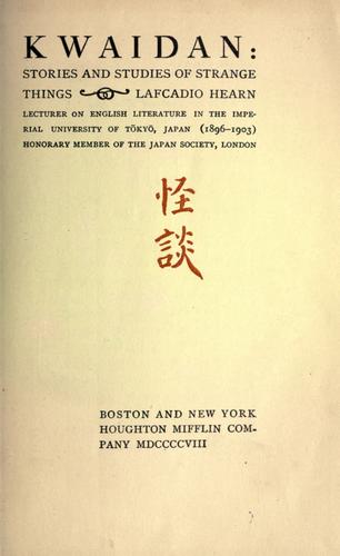 Kwaidan (1908, Houghton, Mifflin)