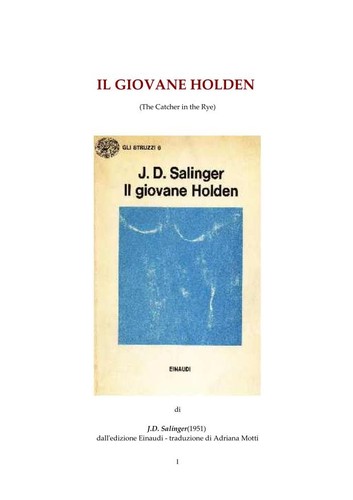 Il Giovane Holden (Italian language, 2003, Einaudi)