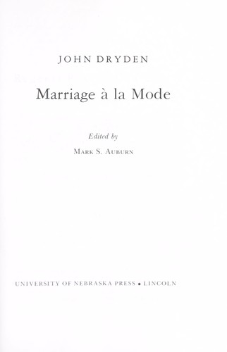 Marriage à la mode (1981, Edward Arnold)