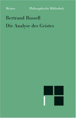 Die Analyse des Geistes (German language, 2000, Meiner)