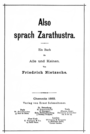 Also sprach Zarathustra (German language, 1885)