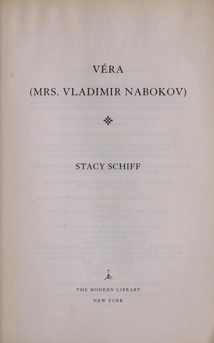 Vera (Mrs. Vladimir Nabokov) (2000, Modern Library)