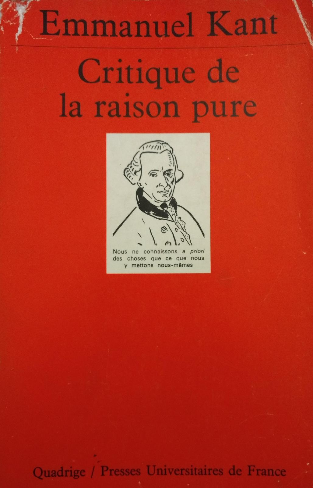 Critique de la raison pure (French language, 1986, Presses Universitaires de France)