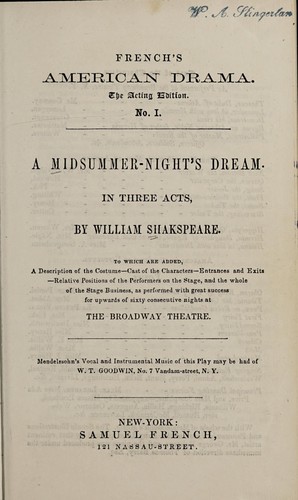 A midsummer-night's dream (1800, Samuel French)