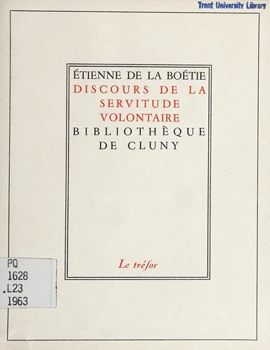 Discours de la servitude volontaire (French language, 1963, A. Colin)