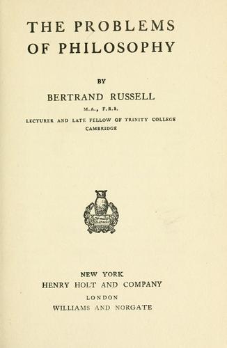 The problems of philosophy (1912, H. Holt)