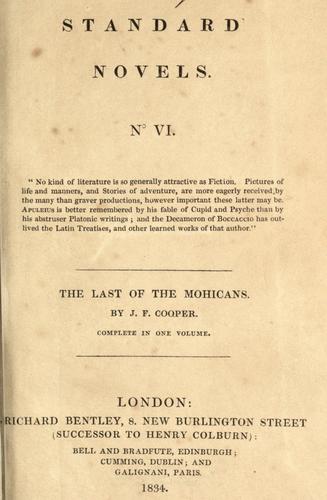 The last of the Mohicans (1834, R. Bentley)