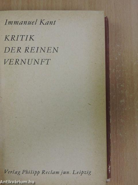 Kritik der reinen Vernunft (German language, 1966, Reclam)
