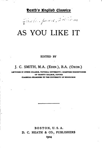 As You Like It (1904, D. C. Heath & Co.)