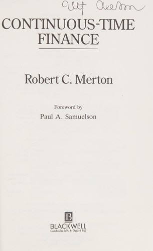 Continuous-time finance (1992, B. Blackwell)