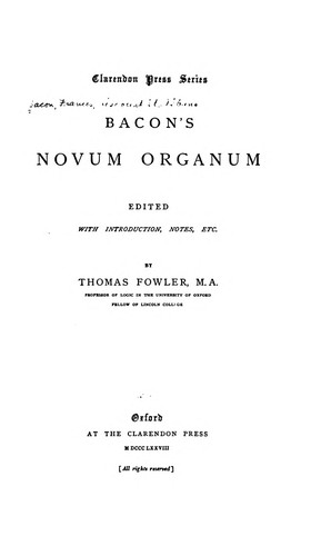Bacon's Novum organum (Latin language, 1878, Clarendon Press)