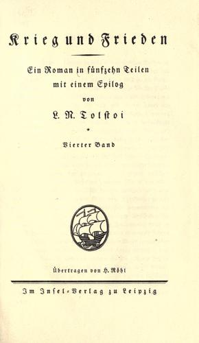 Krieg und Frieden (German language, 1922, Insel-Verlag)