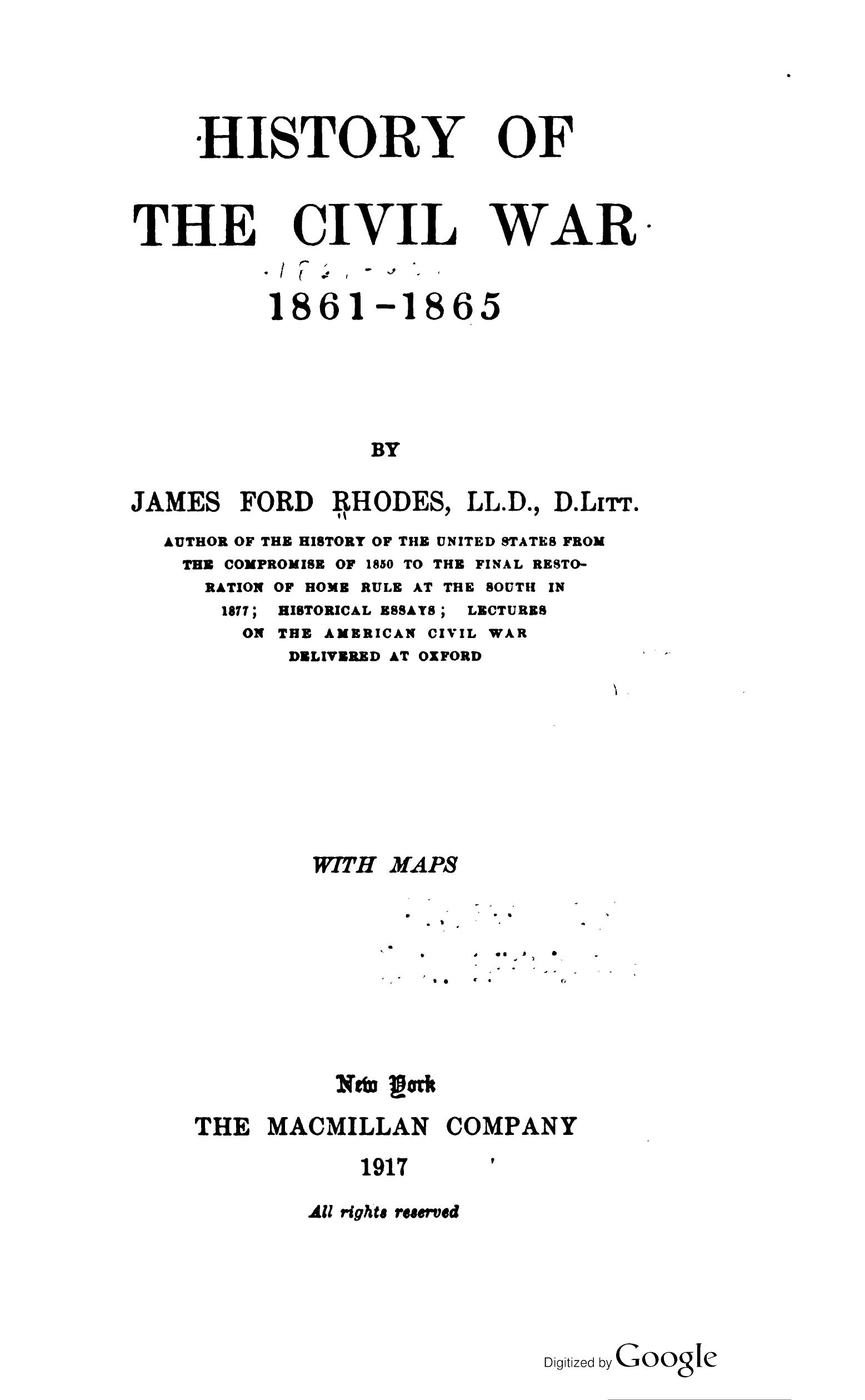 History of the Civil War, 1861-1865 (Hardcover, 1917, The Macmillan Company)