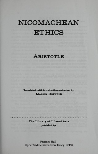 Nicomachean ethics (1999, Prentice Hall)