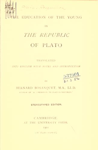The education of the young in the Republic of Plato. (1901, University Press)