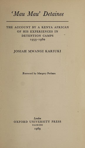 'Mau Mau' detainee (1963, Oxford University Press)