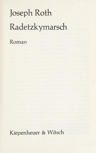 Radetzkymarsch (Hardcover, 1971, Kiepenheuer & Witsch)