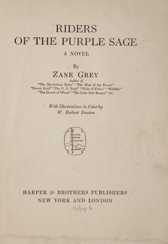 Riders of the purple sage (1921, Harper & Brothers)